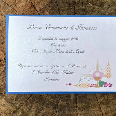 Partecipazione prima comunione blu reale Idea's Cottage