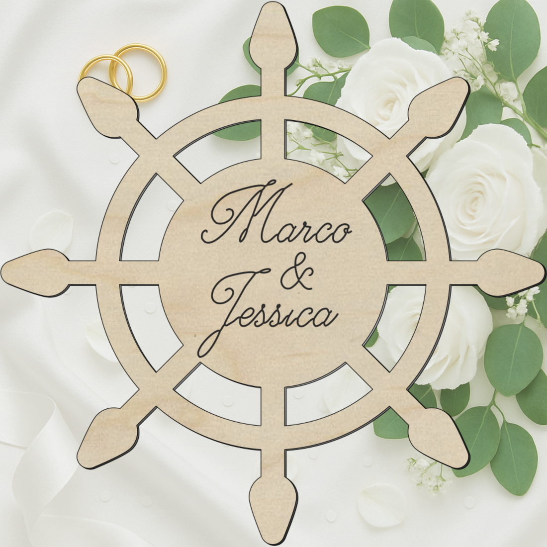 Segnaposto timone legno 