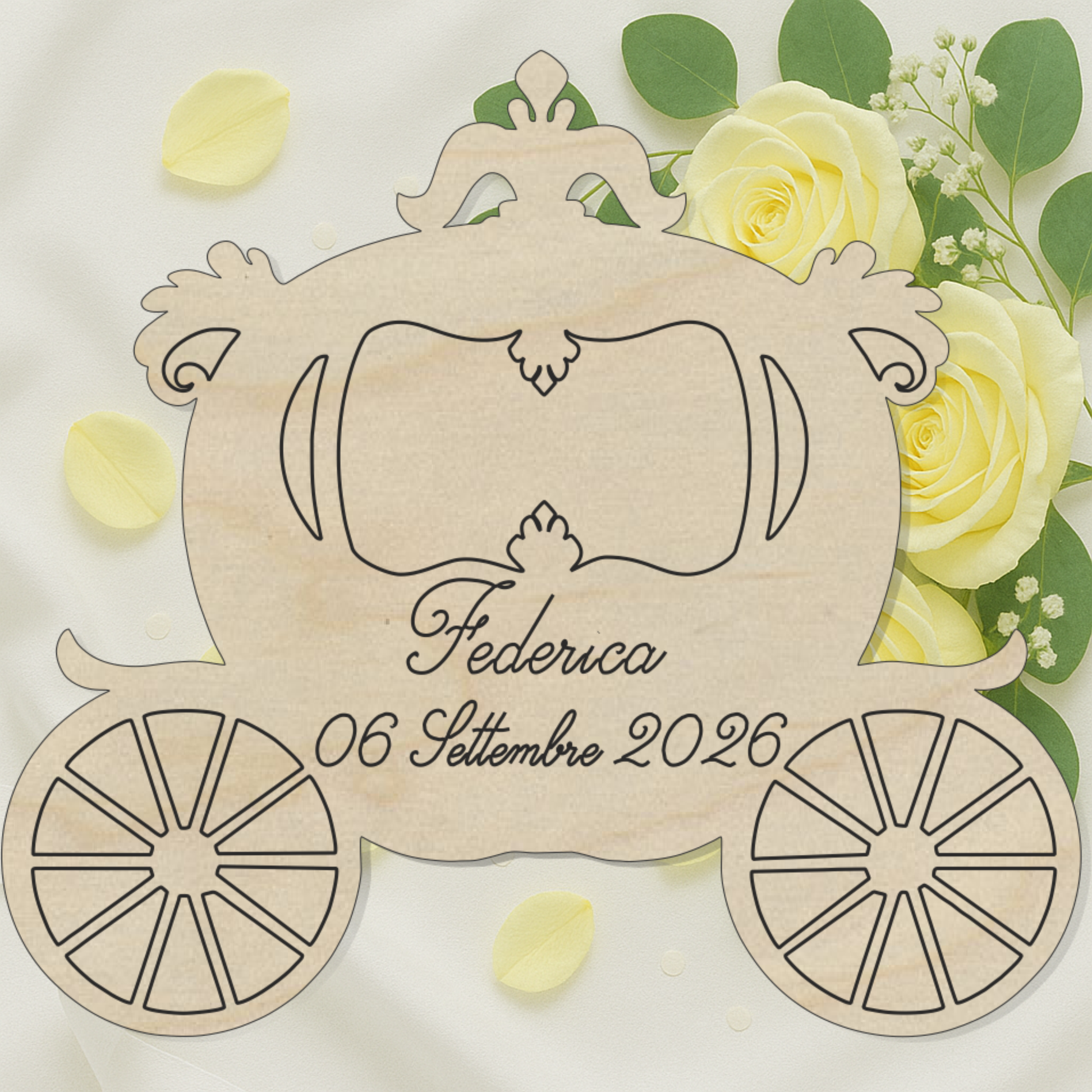 Segnaposto Carrozza tema fiaba 