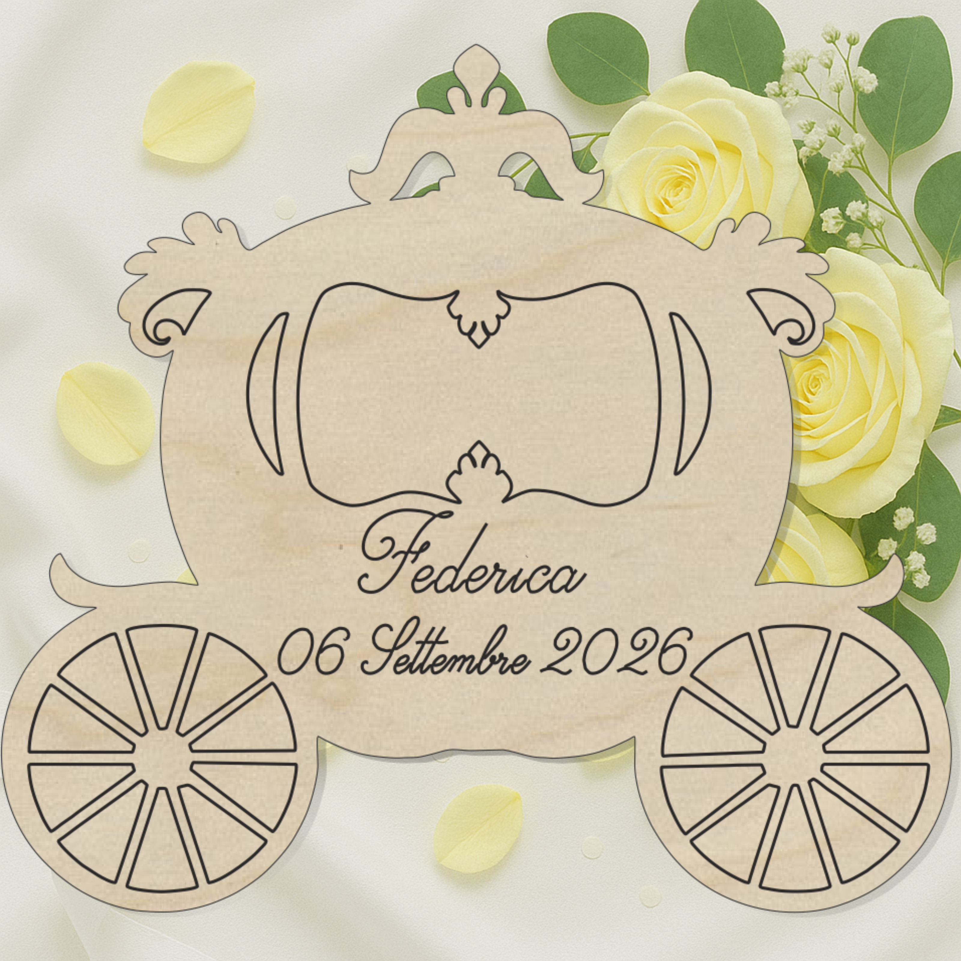 Segnaposto Carrozza tema fiaba 