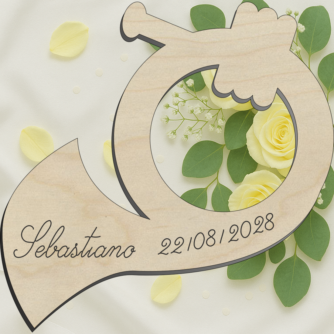 Segnaposto a tema musicale a forma di corno 