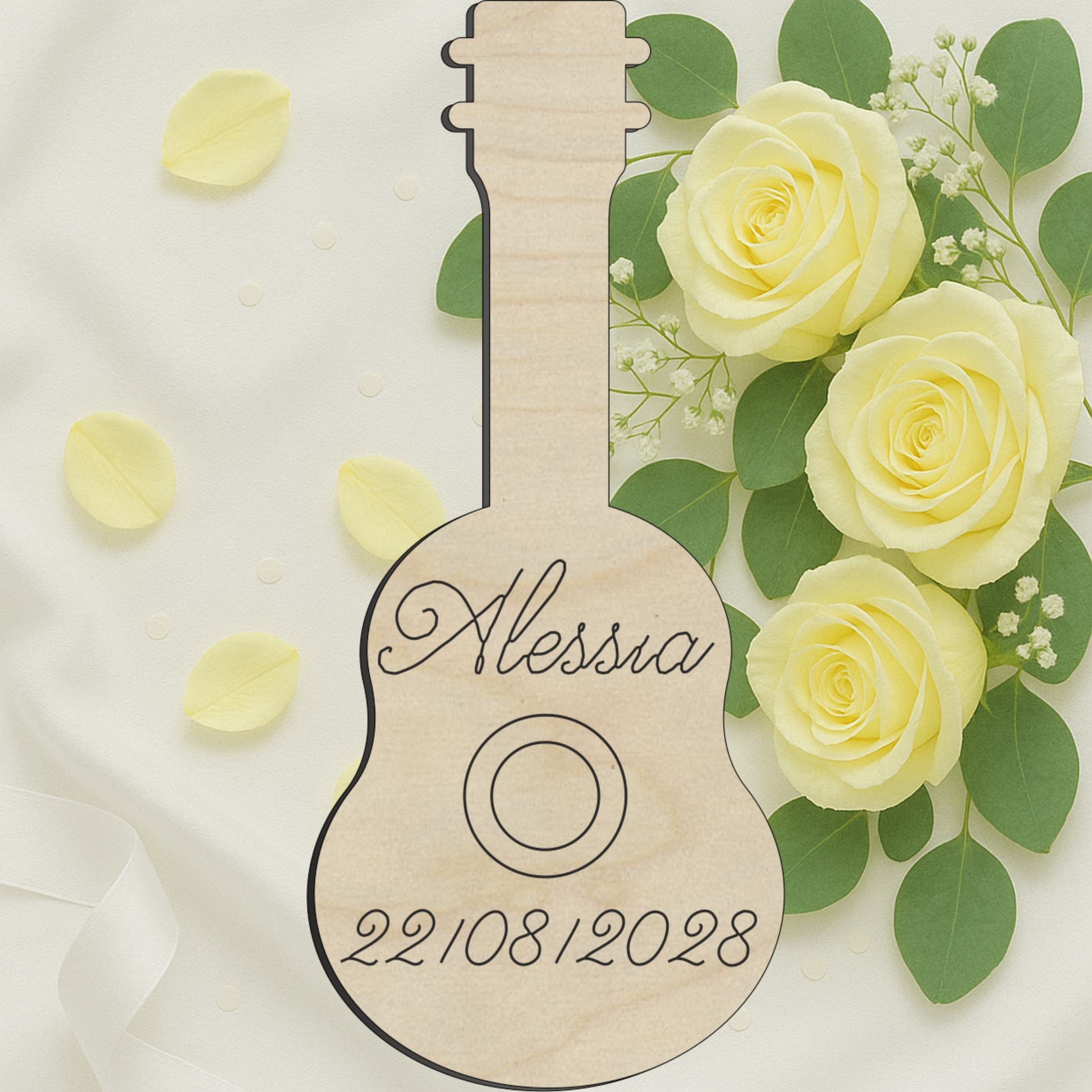 Segnaposto chitarra legno a tema musicale 