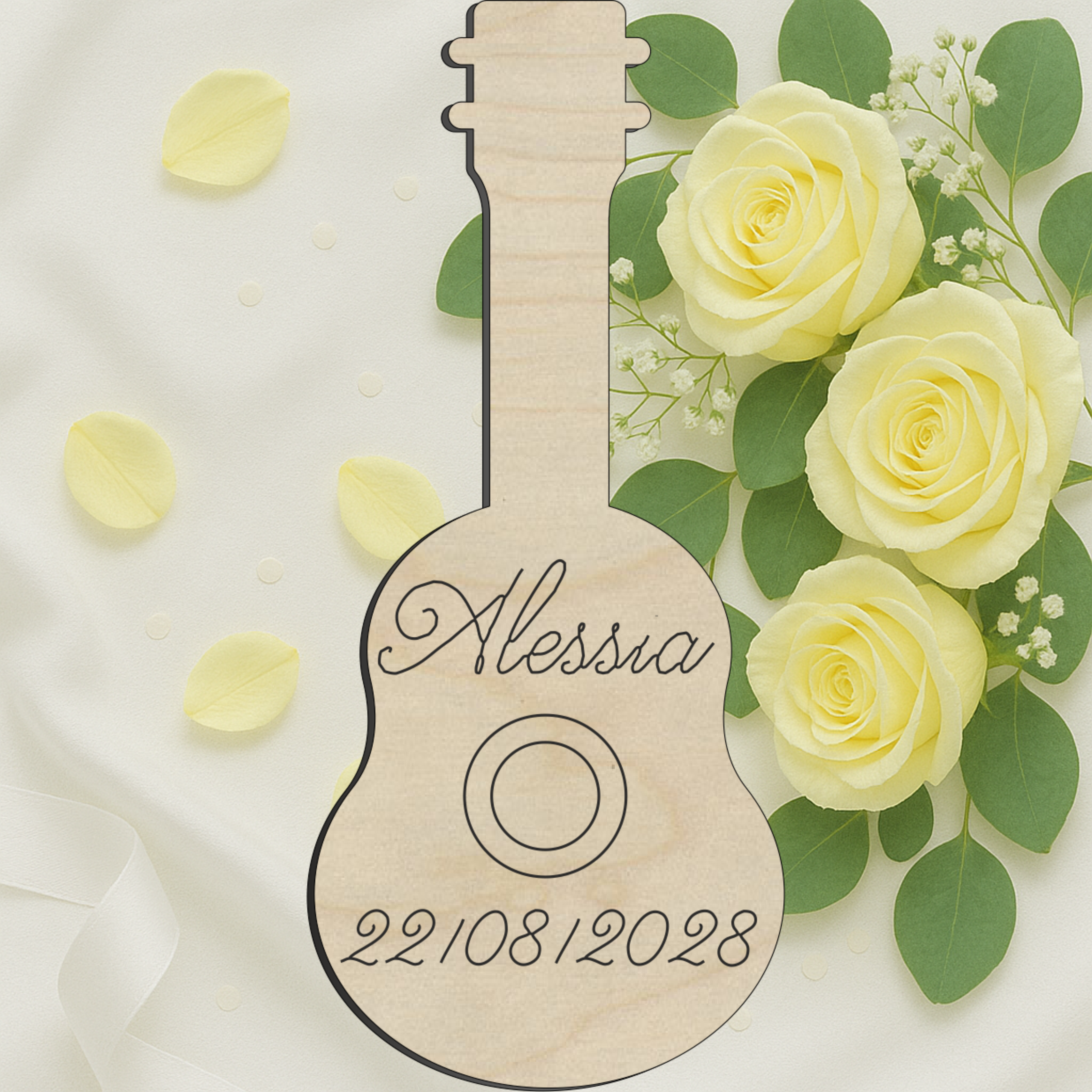 Segnaposto chitarra legno a tema musicale 