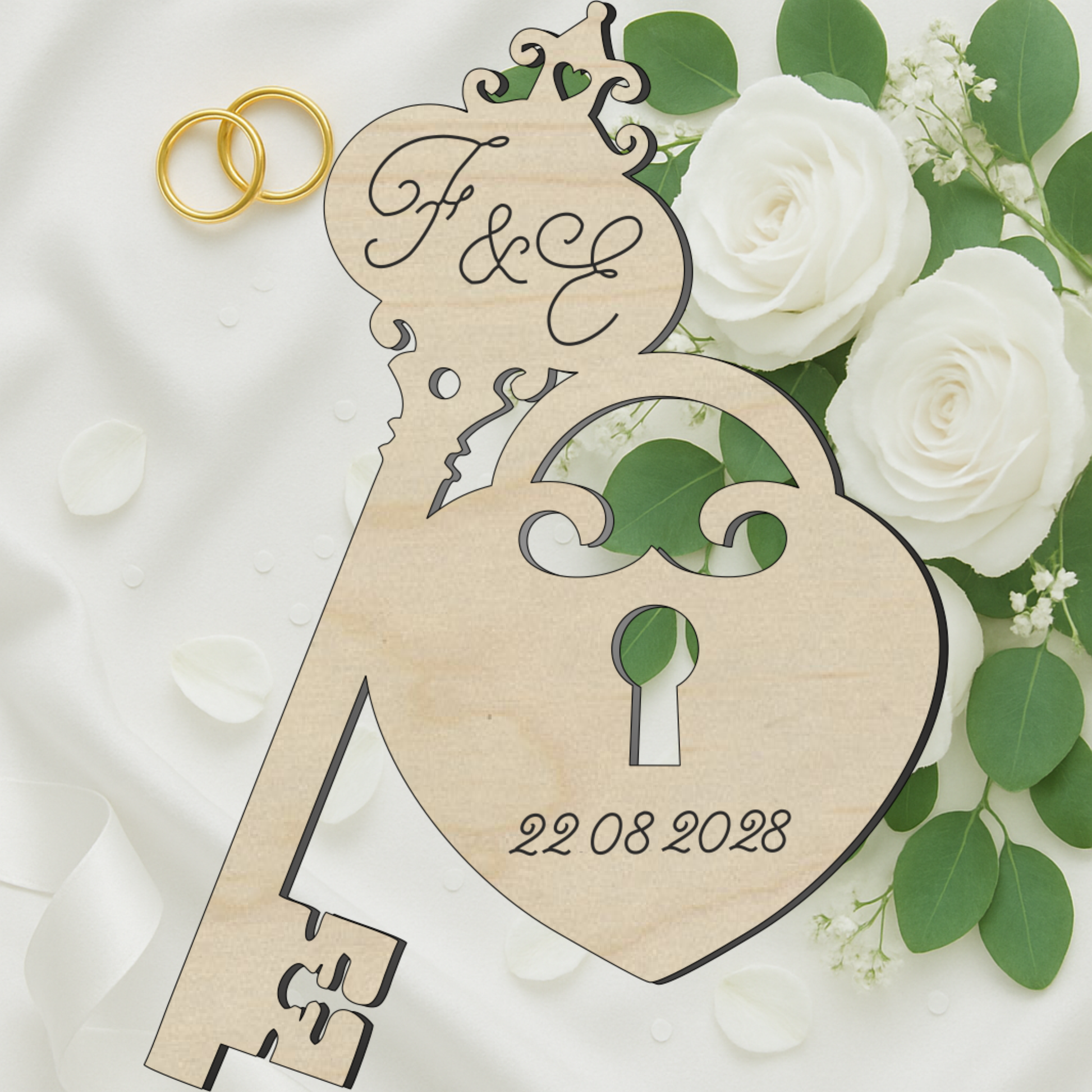 Segnaposto chiave e lucchetto tema amore 