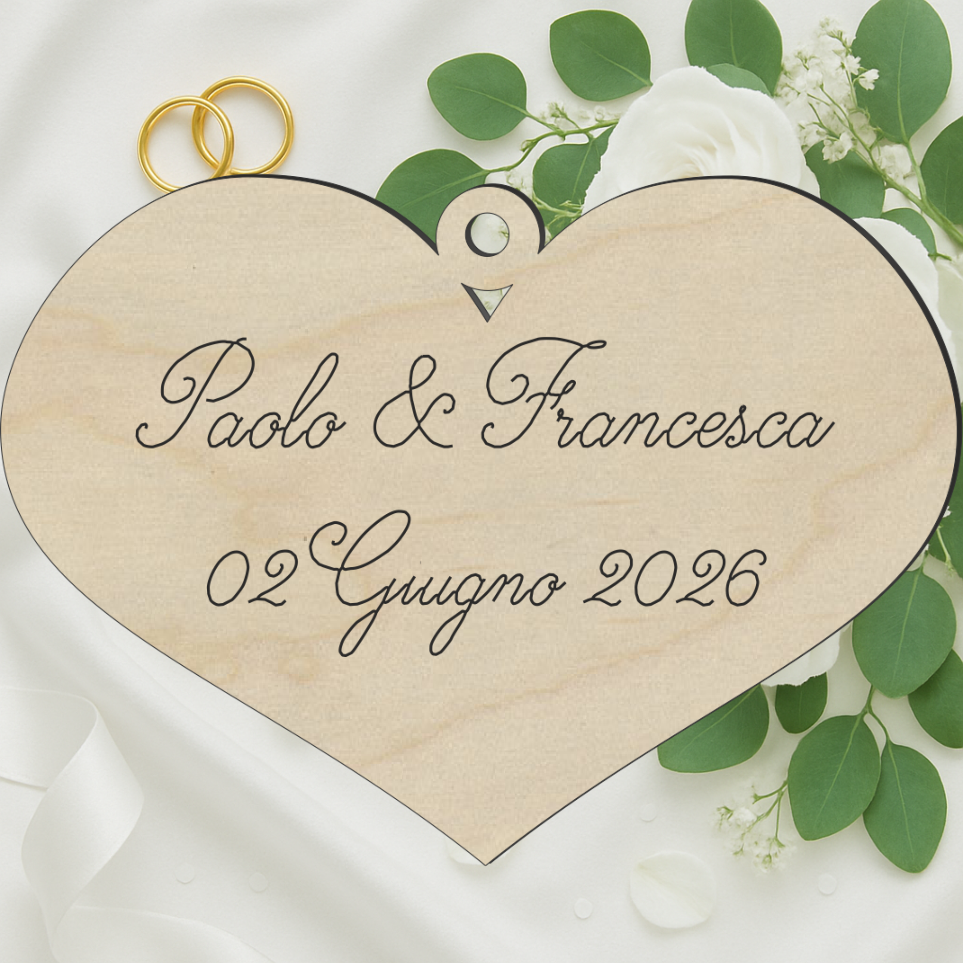 Segnaposto cuore tema amore 