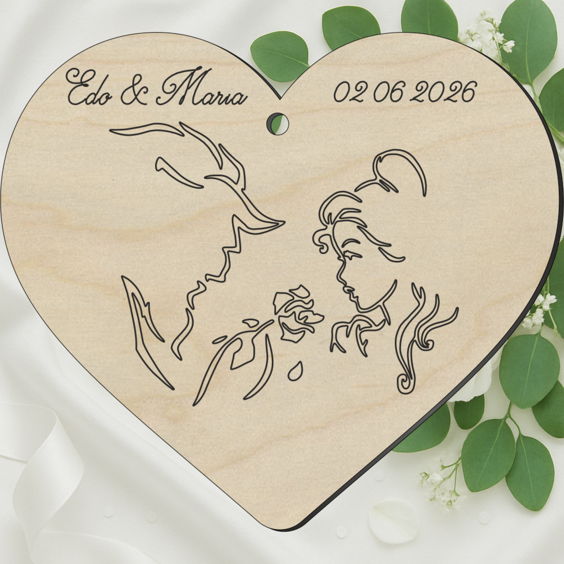 Segnaposto tema fiaba la bella principessa modello cuore 