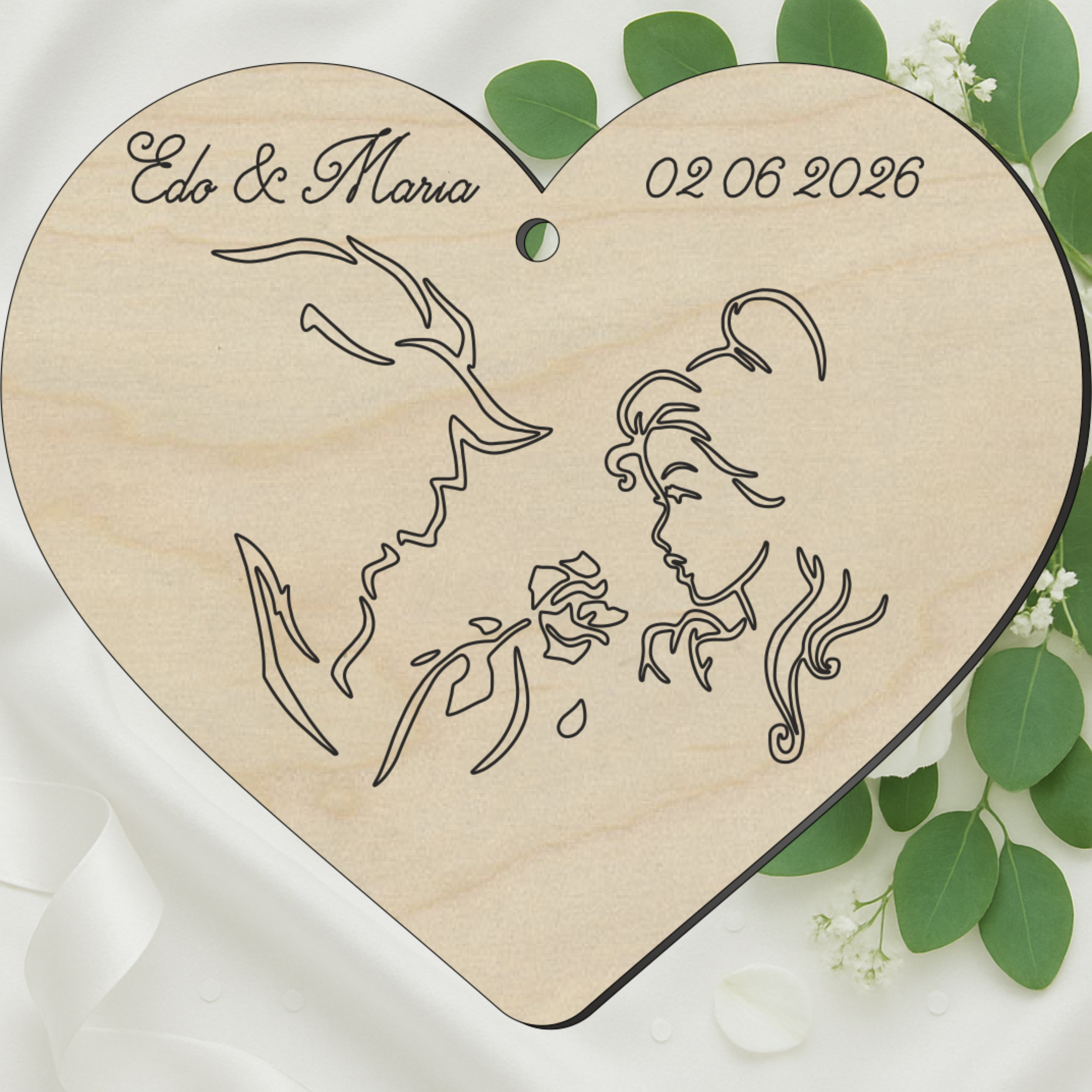 Segnaposto tema fiaba la bella principessa modello cuore 