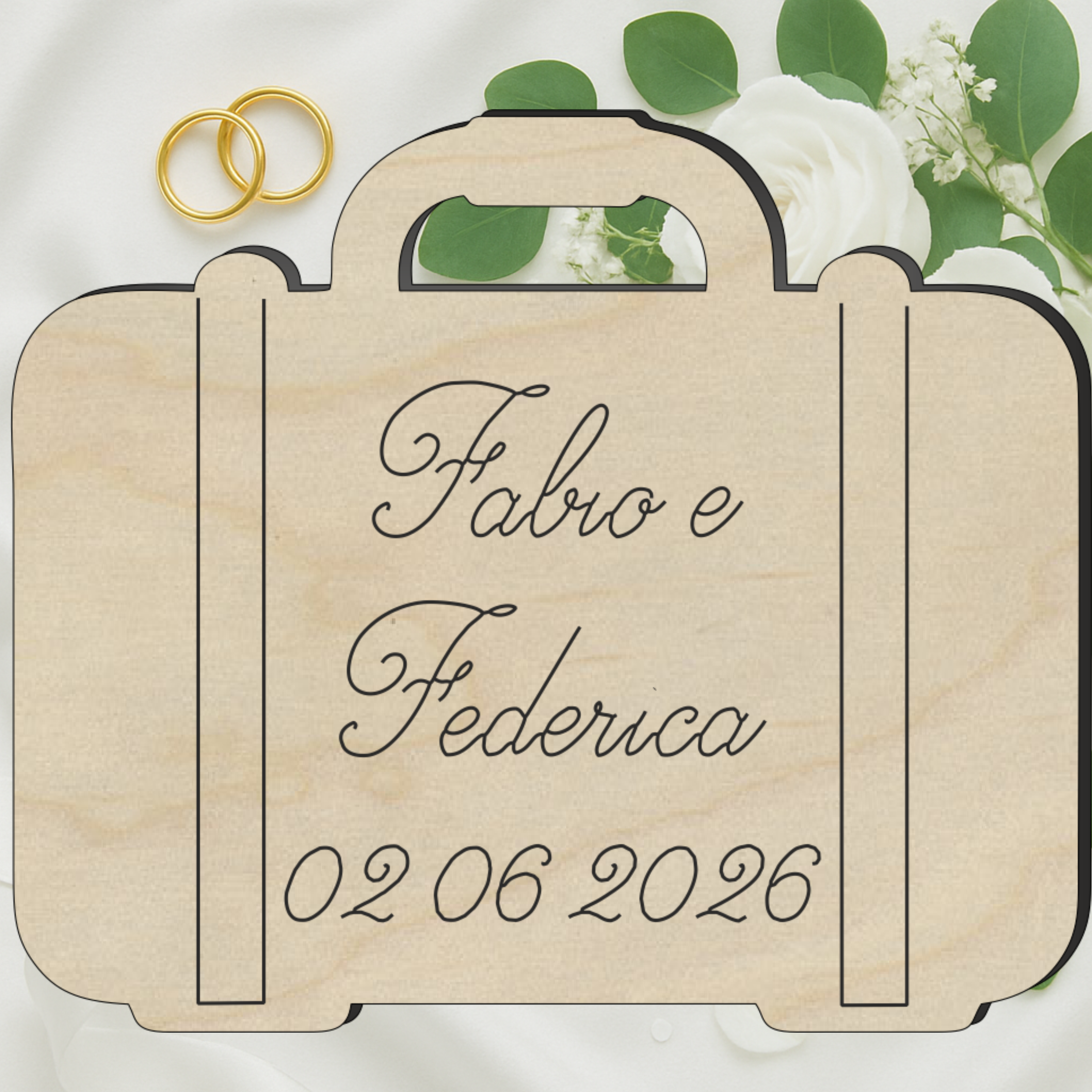 Segnaposto valigia legno tema viaggio 