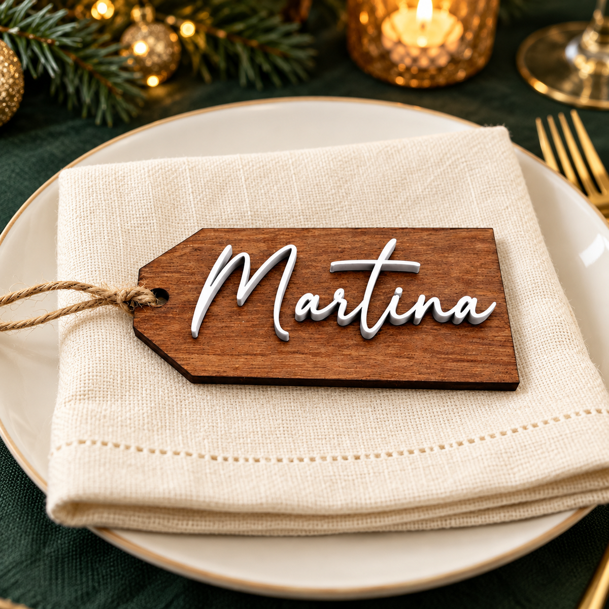 Tag regalo di Natale personalizzati, Etichette regalo in legno taglio laser 