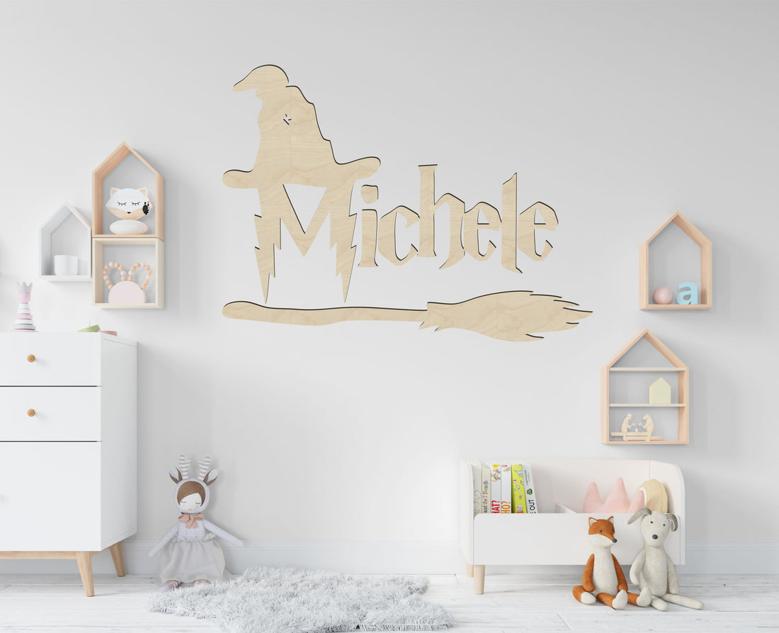 Nome in legno da parete Tema magia adesivo Murale Idea's Cottage