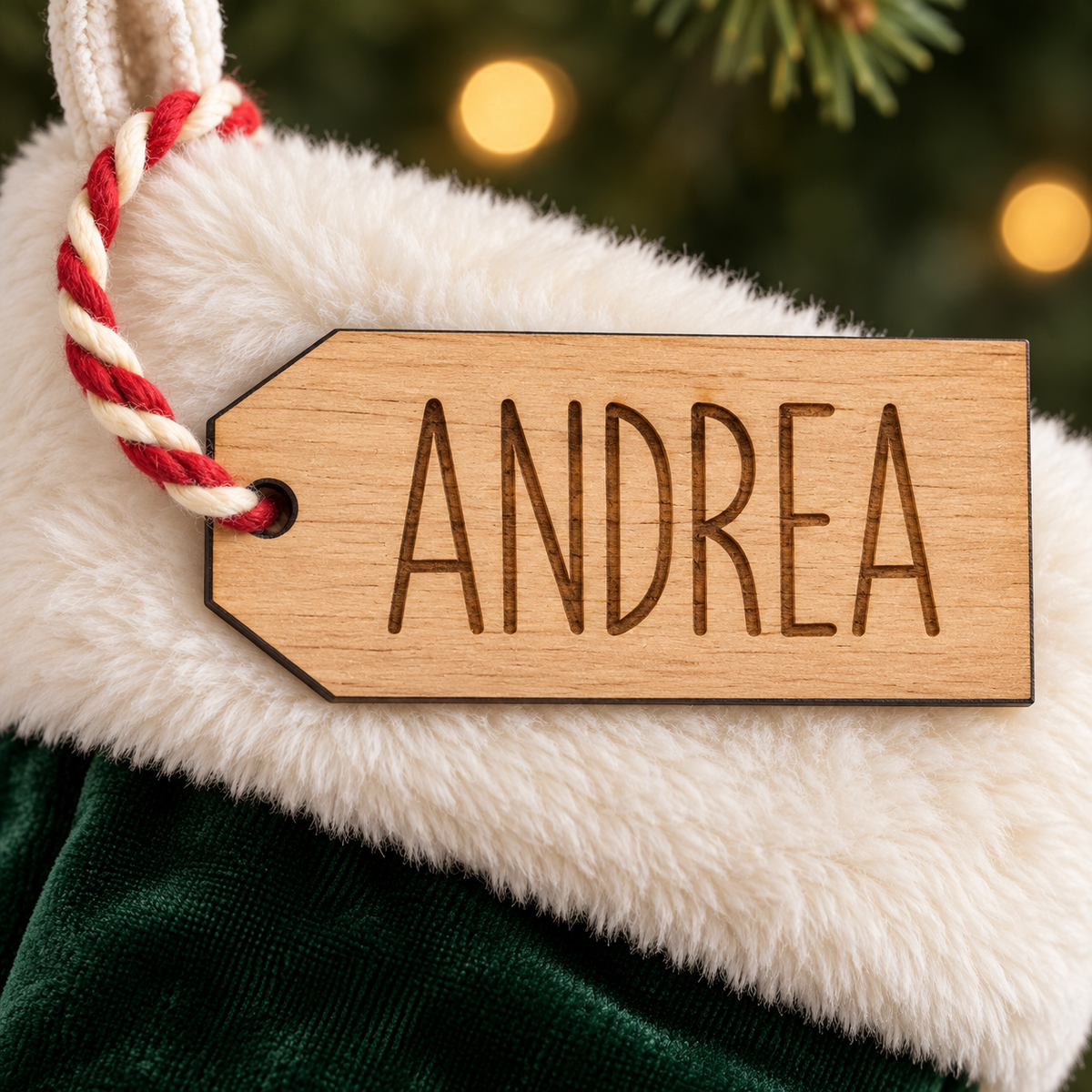 tag nome etichetta calza di natale 