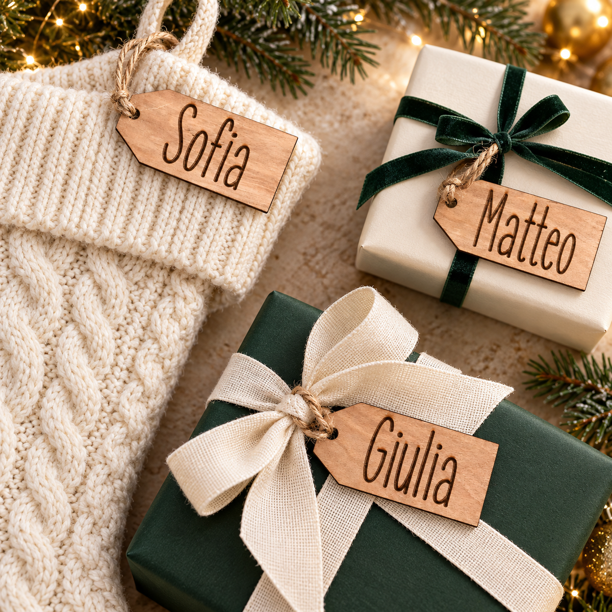 tag nome etichetta calza di natale 