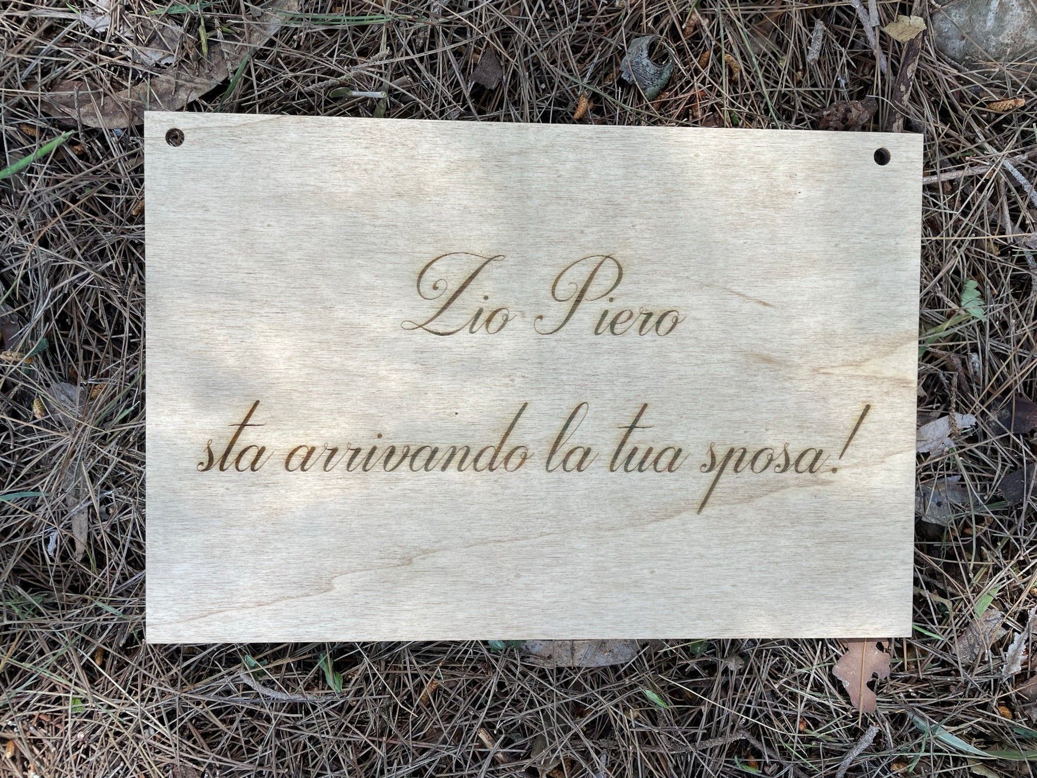 Targa in legno personalizzabile Arriva la Sposa Idea's Cottage