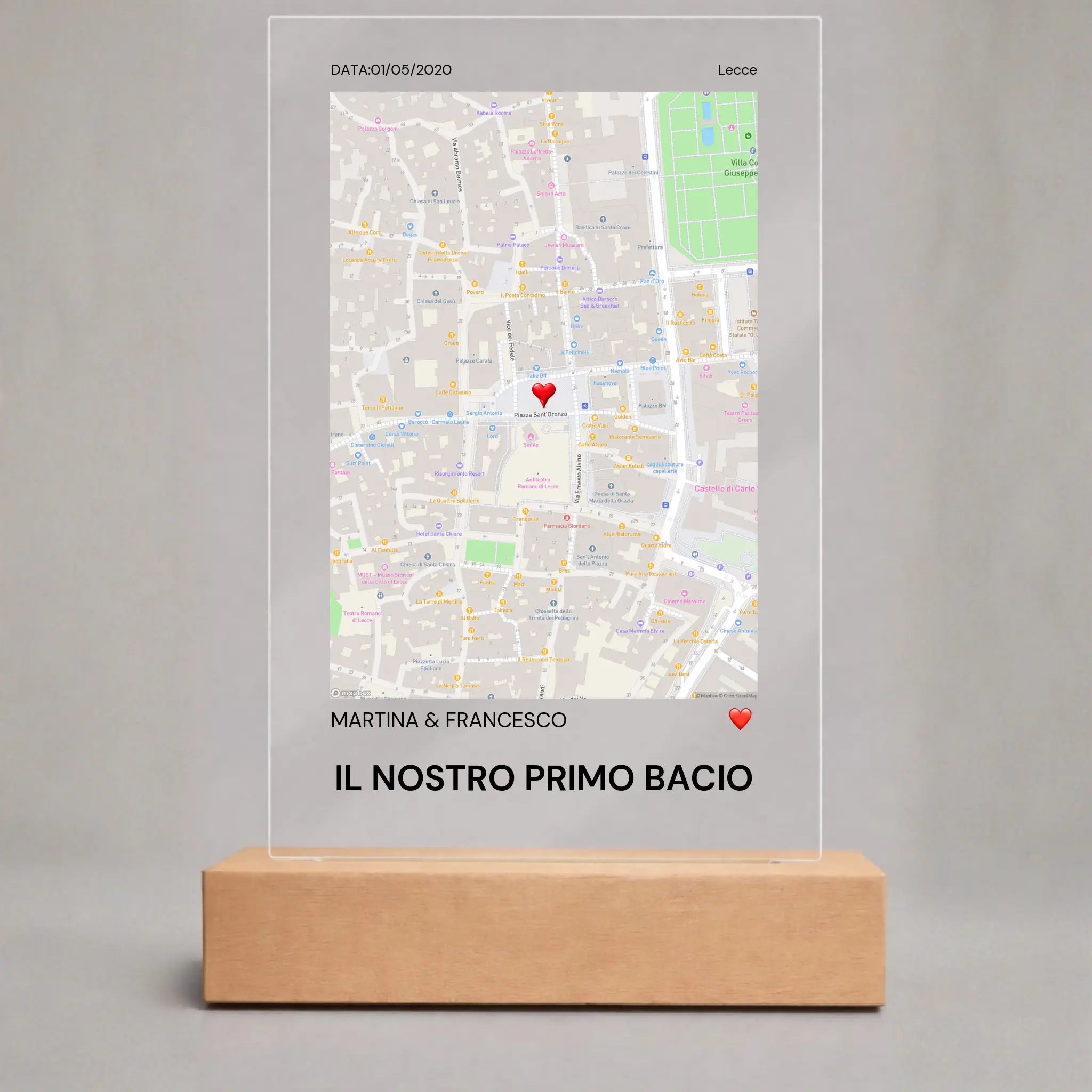 Targhetta Mappa in Plexiglass Personalizzata con coordinate - Quadretto in plexiglas - Idea regalo