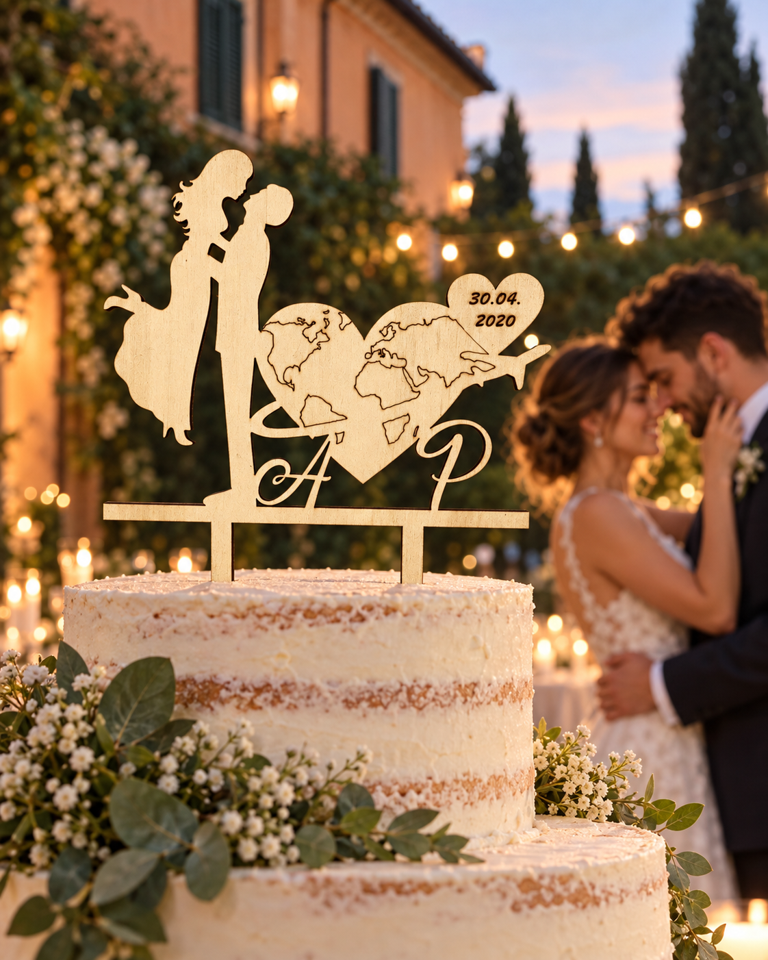 Cake topper sposi tema viaggio 