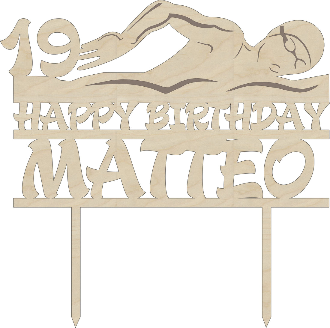 Cake topper in legno tema Piscina Idea's Cottage