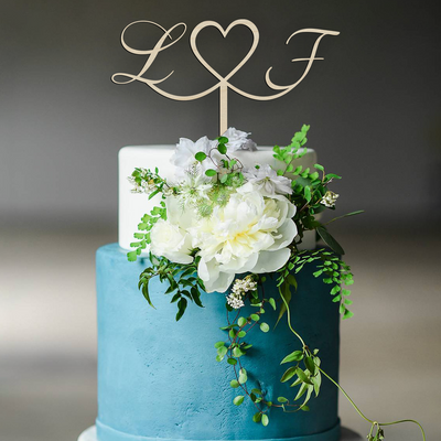 Cake topper in legno cuore con iniziali personalizzate Idea's Cottage