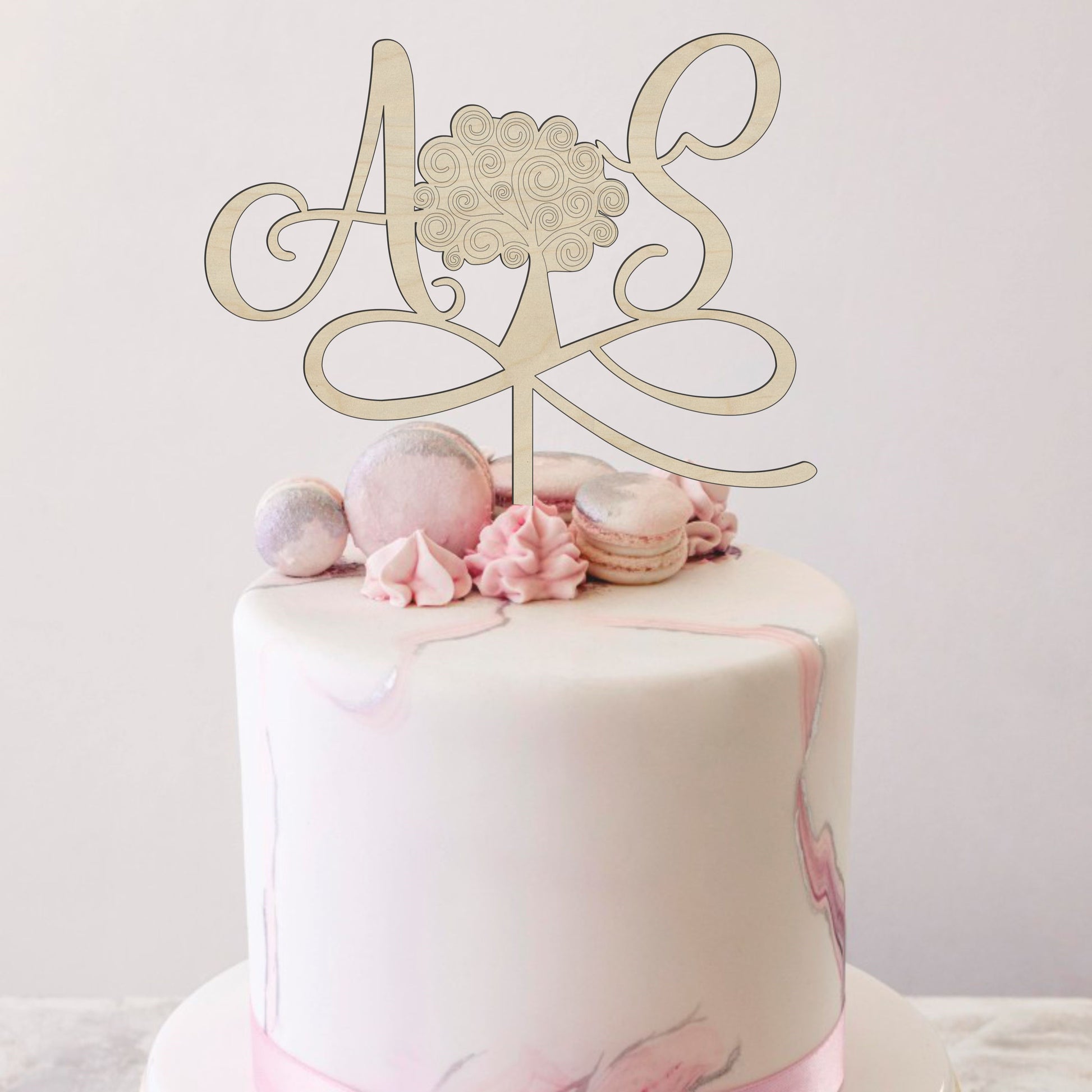 Cake topper in legno albero della vita con iniziali Idea's Cottage