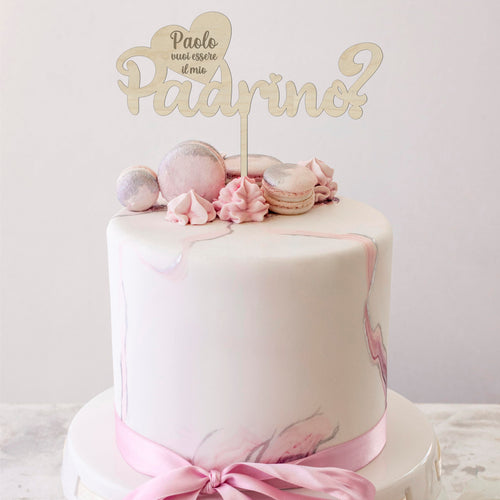 Cake topper in legno Madrina Padrino Idea's Cottage