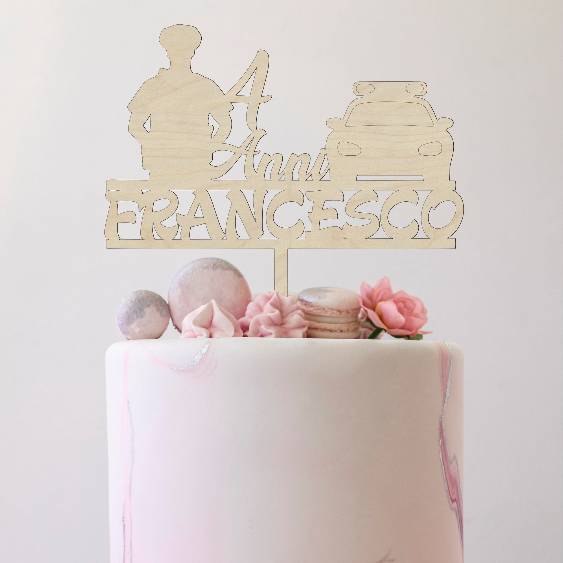 Cake topper in legno personalizzabile tema Polizia compleanno Idea's Cottage