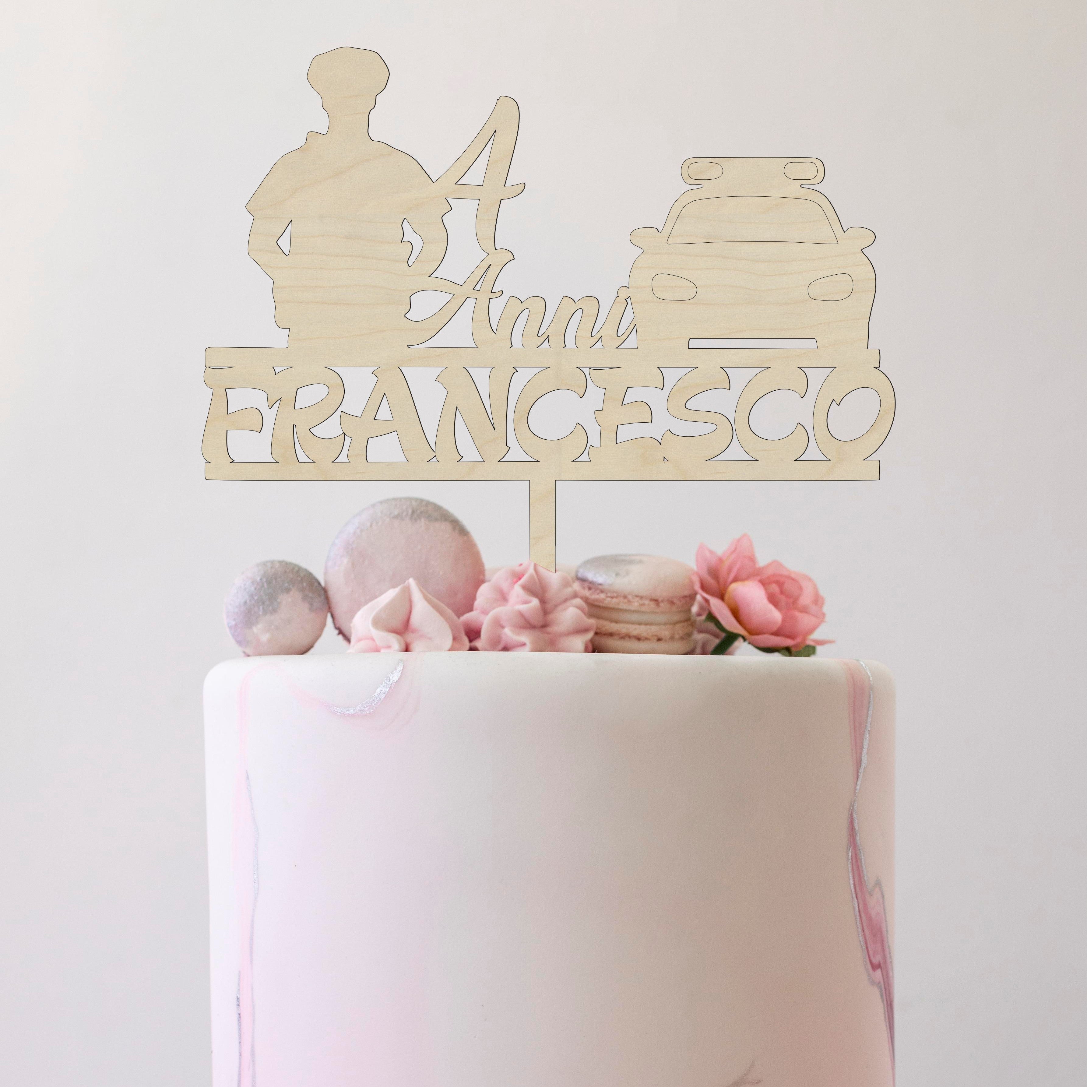 Cake topper in legno personalizzabile tema Polizia compleanno Idea's Cottage