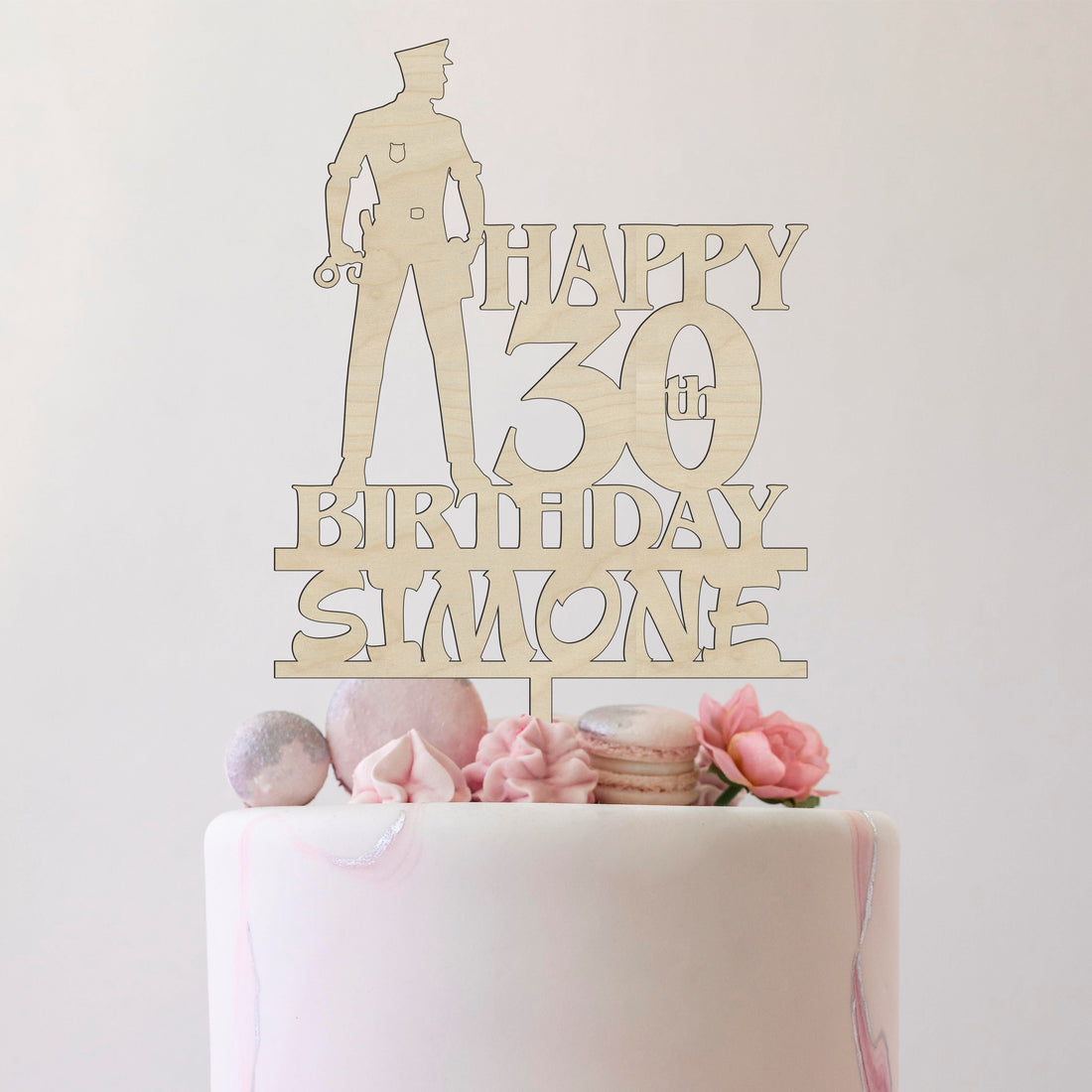 Cake topper in legno personalizzato forze dell'ordine Idea's Cottage