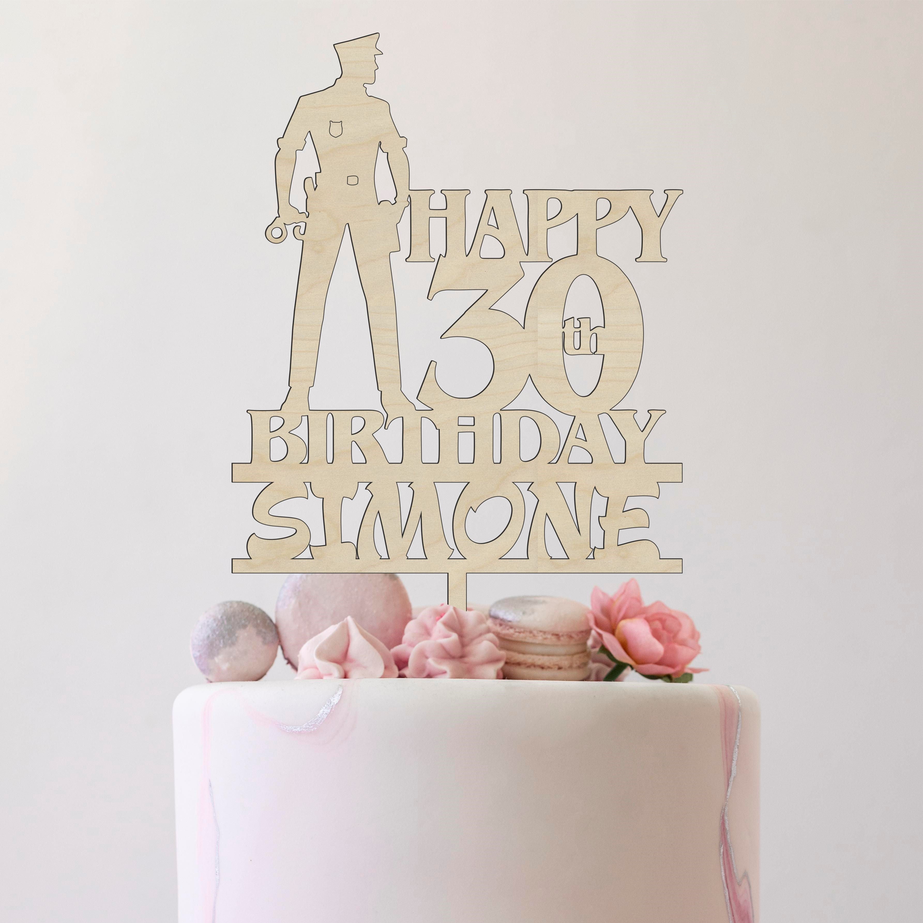 Cake topper in legno personalizzato forze dell'ordine Idea's Cottage