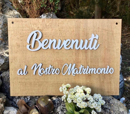 Cartello in legno di Benvenuto Matrimonio Targa wedding Idea's Cottage
