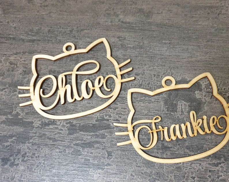Pallina di Natale in legno gatto personalizzabile con un nome per i nostri amici a quattro zampe Idea's Cottage