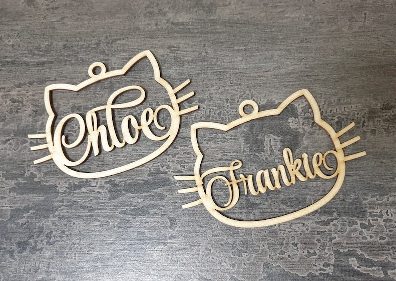 Pallina di Natale in legno gatto personalizzabile con un nome per i nostri amici a quattro zampe Idea's Cottage