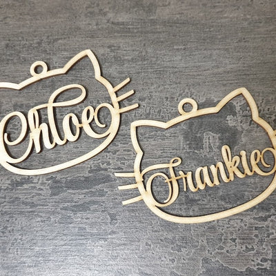 Pallina di Natale in legno gatto personalizzabile con un nome per i nostri amici a quattro zampe Idea's Cottage