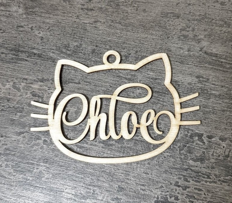 Pallina di Natale in legno gatto personalizzabile con un nome per i nostri amici a quattro zampe Idea's Cottage