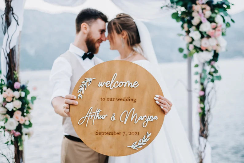 Targa in legno di Benvenuto matrimonio Cartello wedding Lavagna personalizzata Idea's Cottage