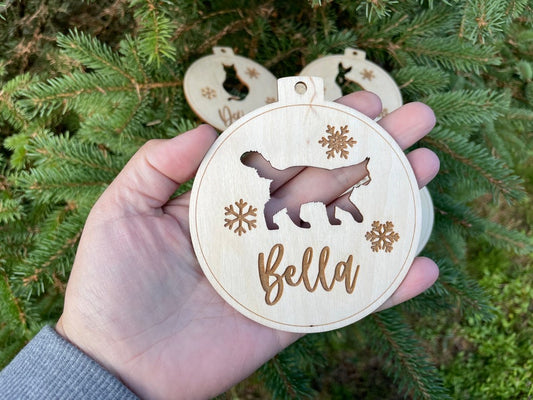 Pallina di Natale per gli amanti dei gatti in legno personalizzabile con un nome Idea's Cottage