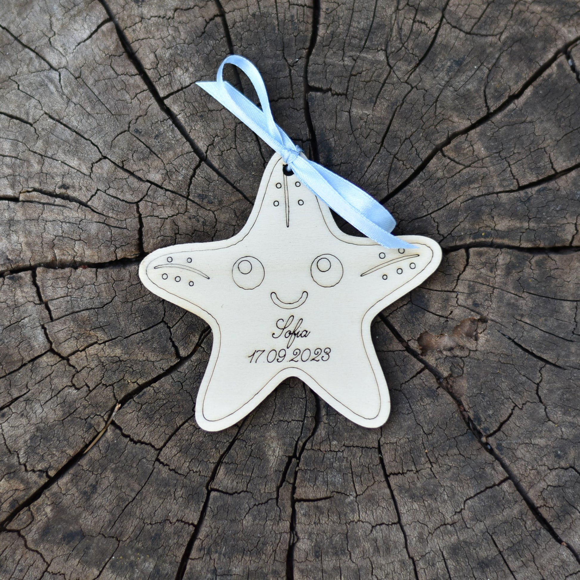 Segnaposto in legno personalizzato stella marina per nascita battesimo –  Idea's Cottage