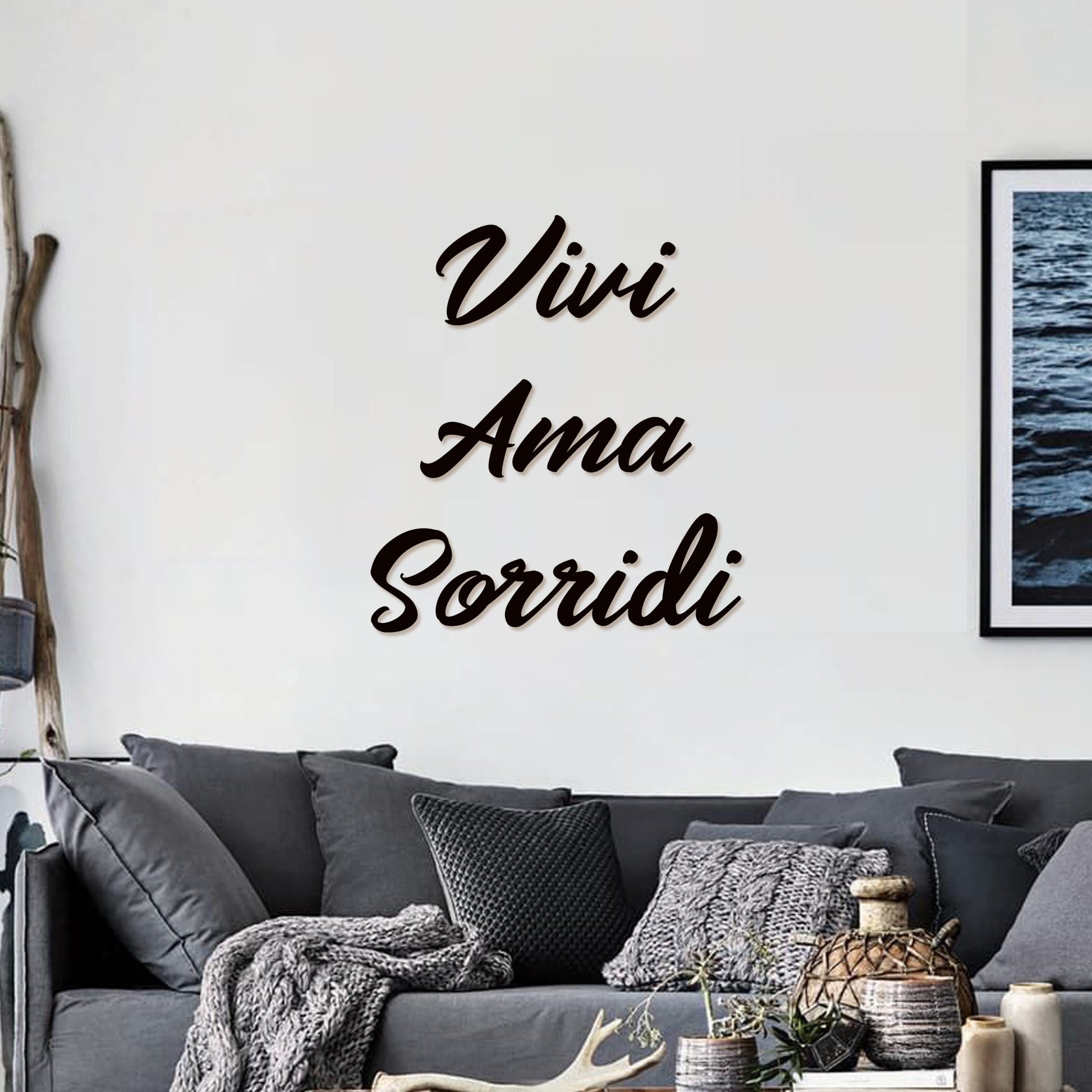 Scritta da parete in legno Vivi Ama Sorridi – Idea's Cottage