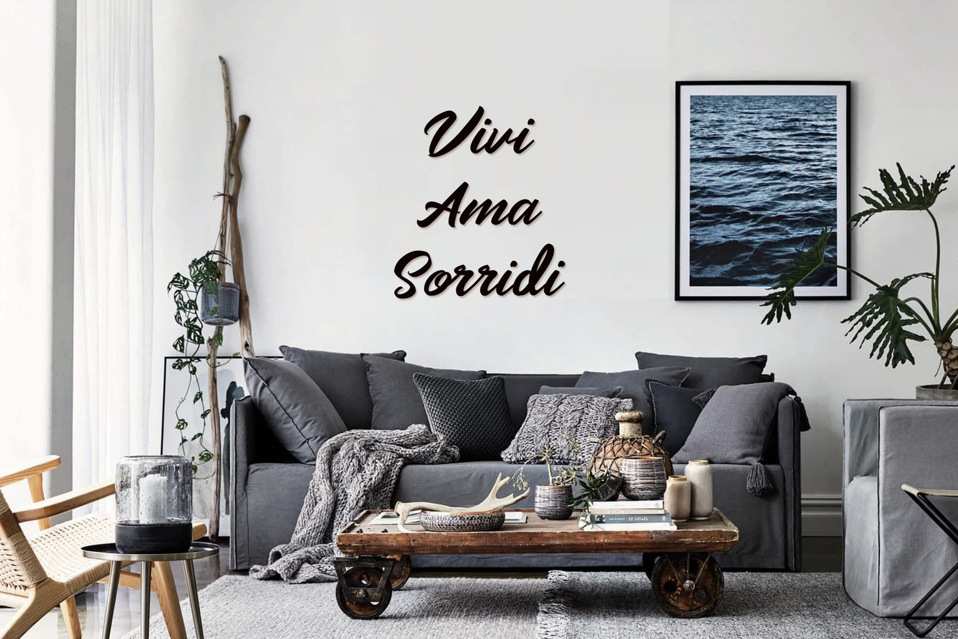 Scritta da parete in legno Vivi Ama Sorridi – Idea's Cottage