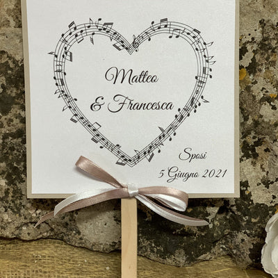 Ventaglio matrimonio cuore note tema musica