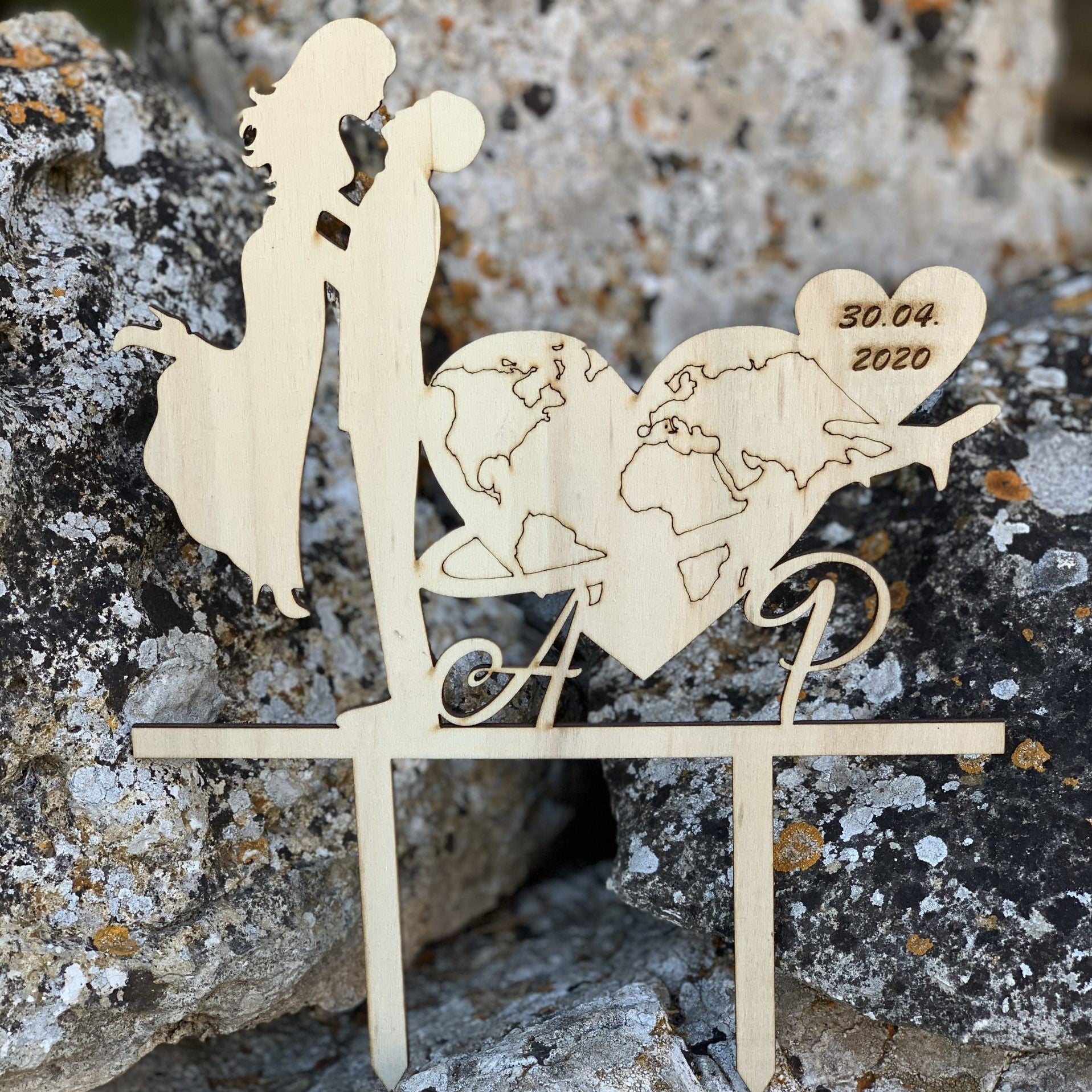 Cake topper sposi tema viaggio Idea's Cottage