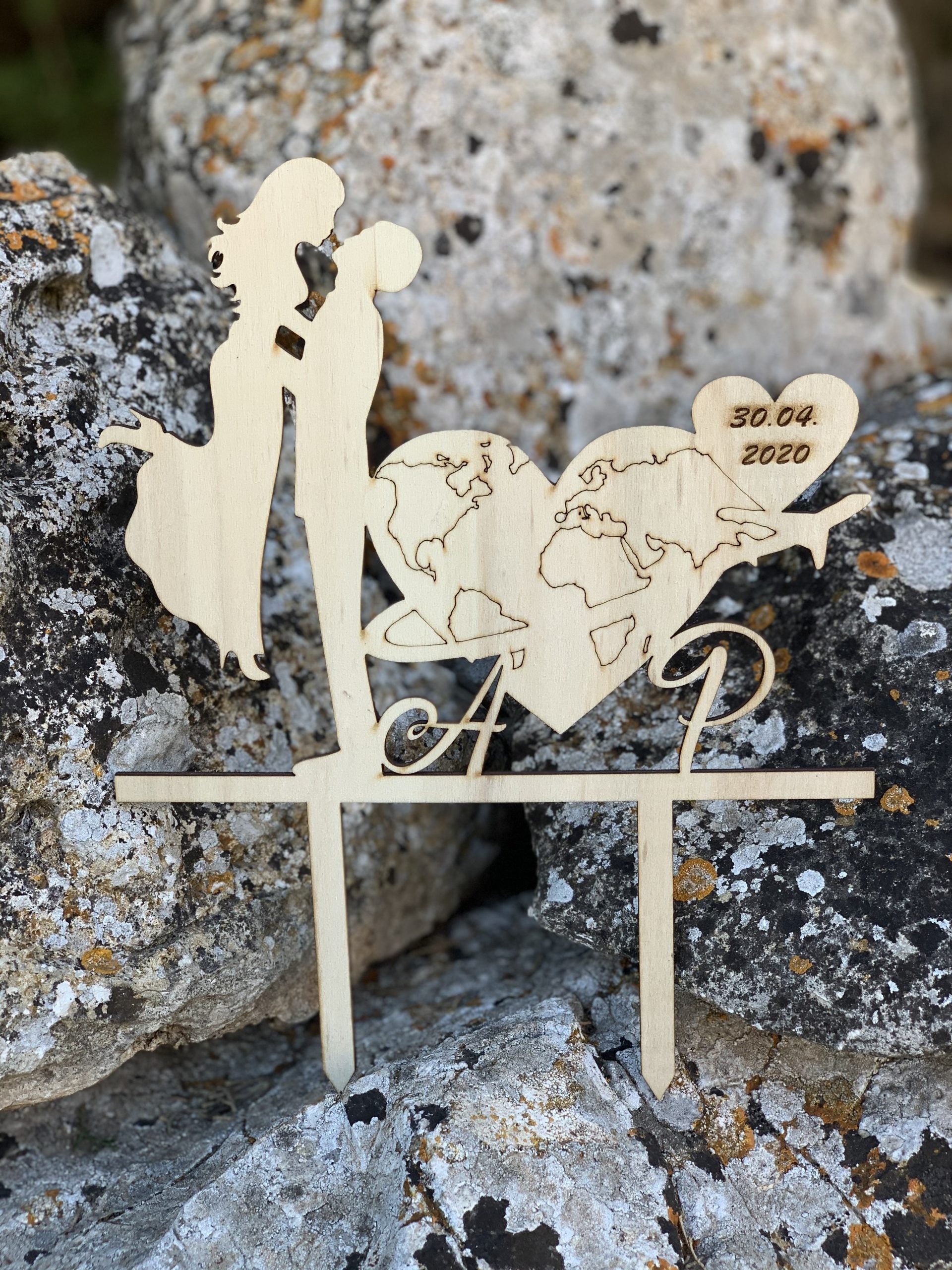 Cake topper sposi tema viaggio Idea's Cottage