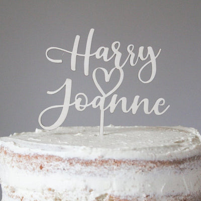 Wedding Cake Topper Personalizzato in legno con cuore Idea's Cottage