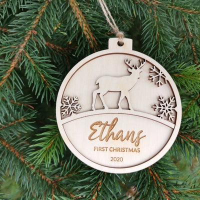 Pallina per il primo natale decorazioni natalizie personalizzate Tag regalo di NATALE con nome Idea's Cottage