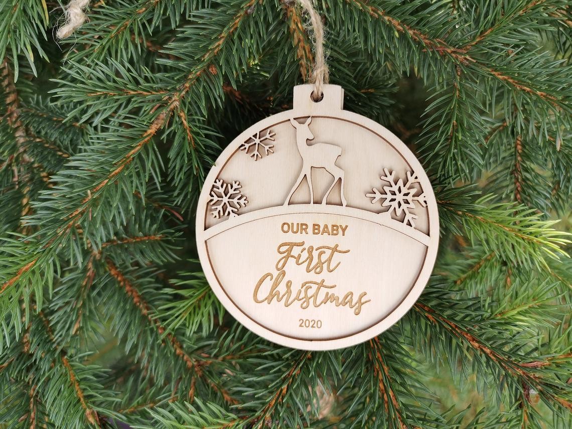 Pallina natalizia con cerbiatto per decorazioni personalizzate Tag regalo di NATALE con nome Idea's Cottage