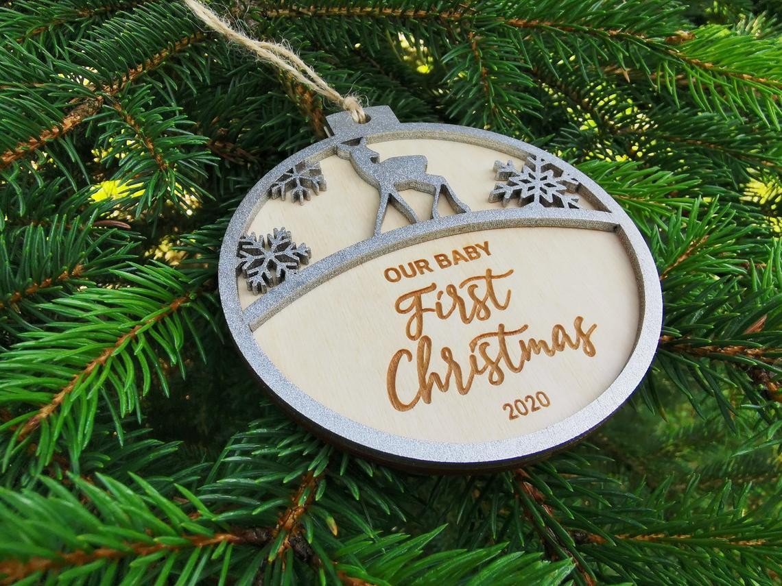 Pallina natalizia con cerbiatto per decorazioni personalizzate Tag regalo di NATALE con nome Idea's Cottage