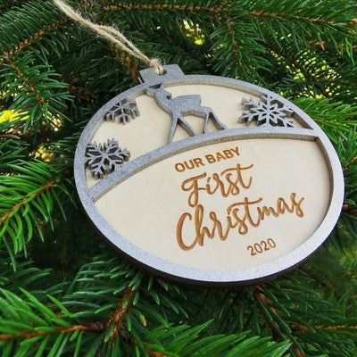 Pallina natalizia con cerbiatto per decorazioni personalizzate Tag regalo di NATALE con nome Idea's Cottage