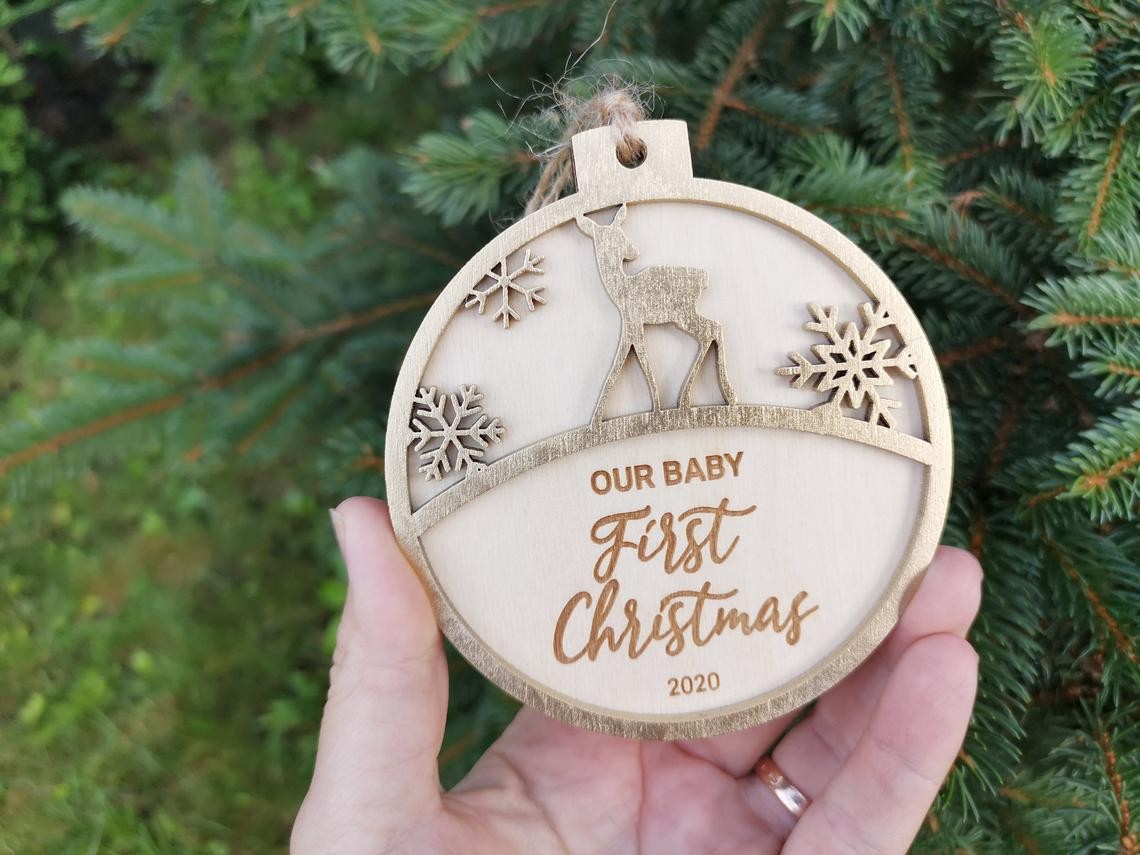 Pallina natalizia con cerbiatto per decorazioni personalizzate Tag regalo di NATALE con nome Idea's Cottage