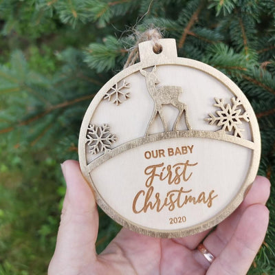 Pallina natalizia con cerbiatto per decorazioni personalizzate Tag regalo di NATALE con nome Idea's Cottage