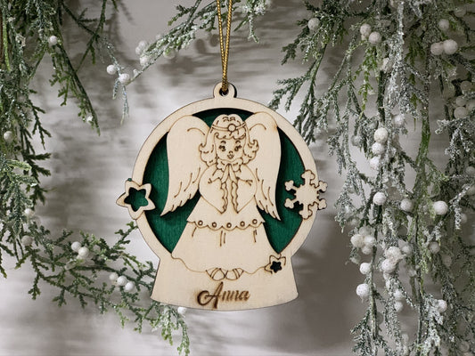 Pallina per decorazioni natalizie personalizzate Angelo di natale con nome Idea's Cottage