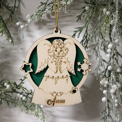 Pallina per decorazioni natalizie personalizzate Angelo di natale con nome Idea's Cottage