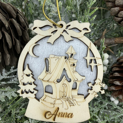 Pallina per decorazioni natalizie personalizzate Casetta con nome Idea's Cottage
